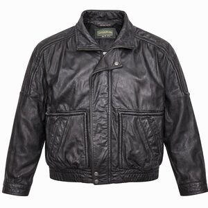 Vintage Savile Row Soft Black Genuine Leather Bomber Jacket XL 90s Oversized